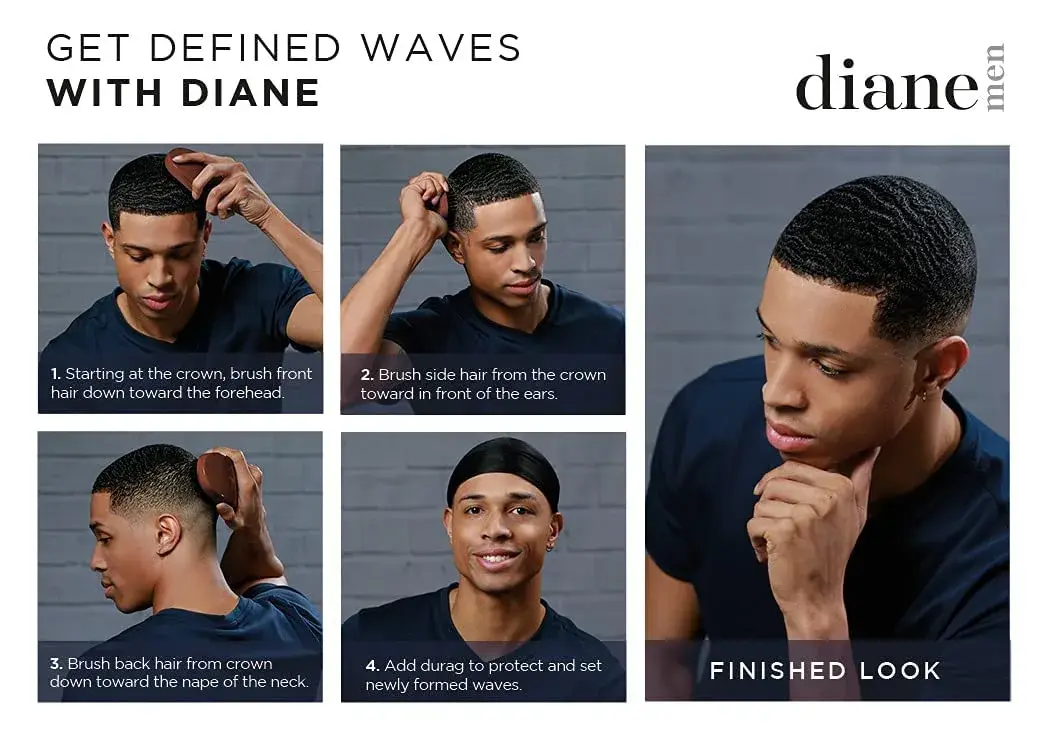 Diane Premium 100% Boar Bristle Styling Brush for Men & Barbers – Medium Bristles for Thick Coarse Hair – 5-Row, Wood Handle | Detangles, Smooths, Adds Shine - view 7