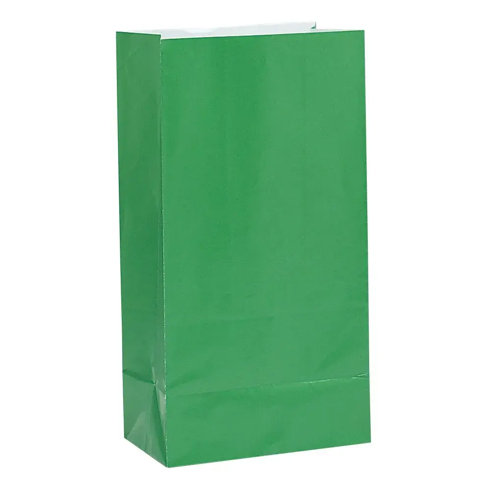 Unique Vibrant Green Paper Party Bags (12 Count, 25cm x 9cm x 25cm) | Eco-Friendly & Sturdy for All Celebrations - main product image