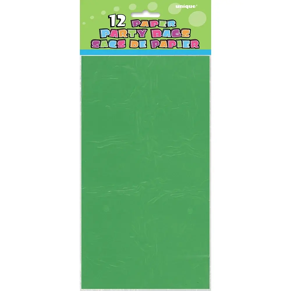Unique Vibrant Green Paper Party Bags (12 Count, 25cm x 9cm x 25cm) | Eco-Friendly & Sturdy for All Celebrations - view 2