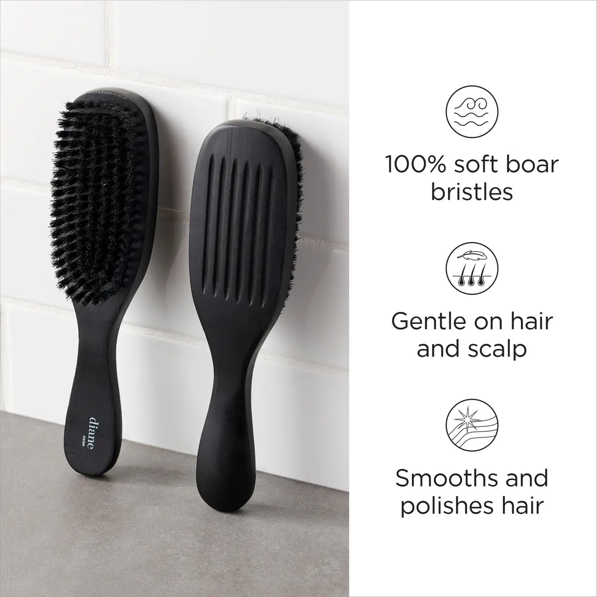 Diane 7-Row 100% Boar Bristle Hair Brush for 360 Waves | Gentle, Natural Shine (70-120 chars) - view 2