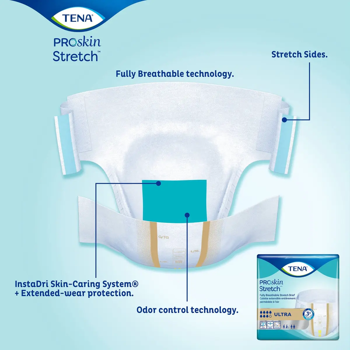 TENA Stretch Ultra Briefs Heavy Absorbency Large XL | Breathable, Secure Fit, 72 ct - view 8