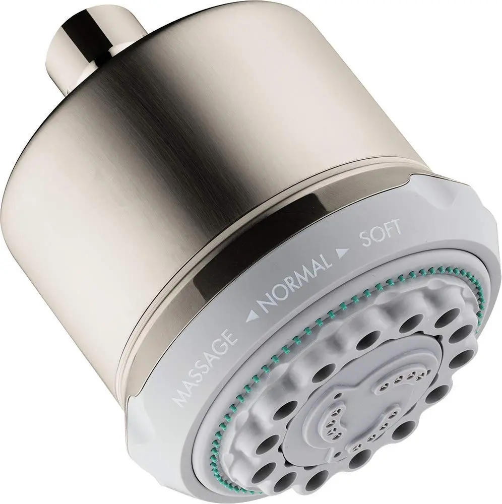 hansgrohe Clubmaster Shower Head Brushed Nickel 9.5cm (3.75") | 3 Spray Modes, 2.5 GPM Flow Rate - main product image