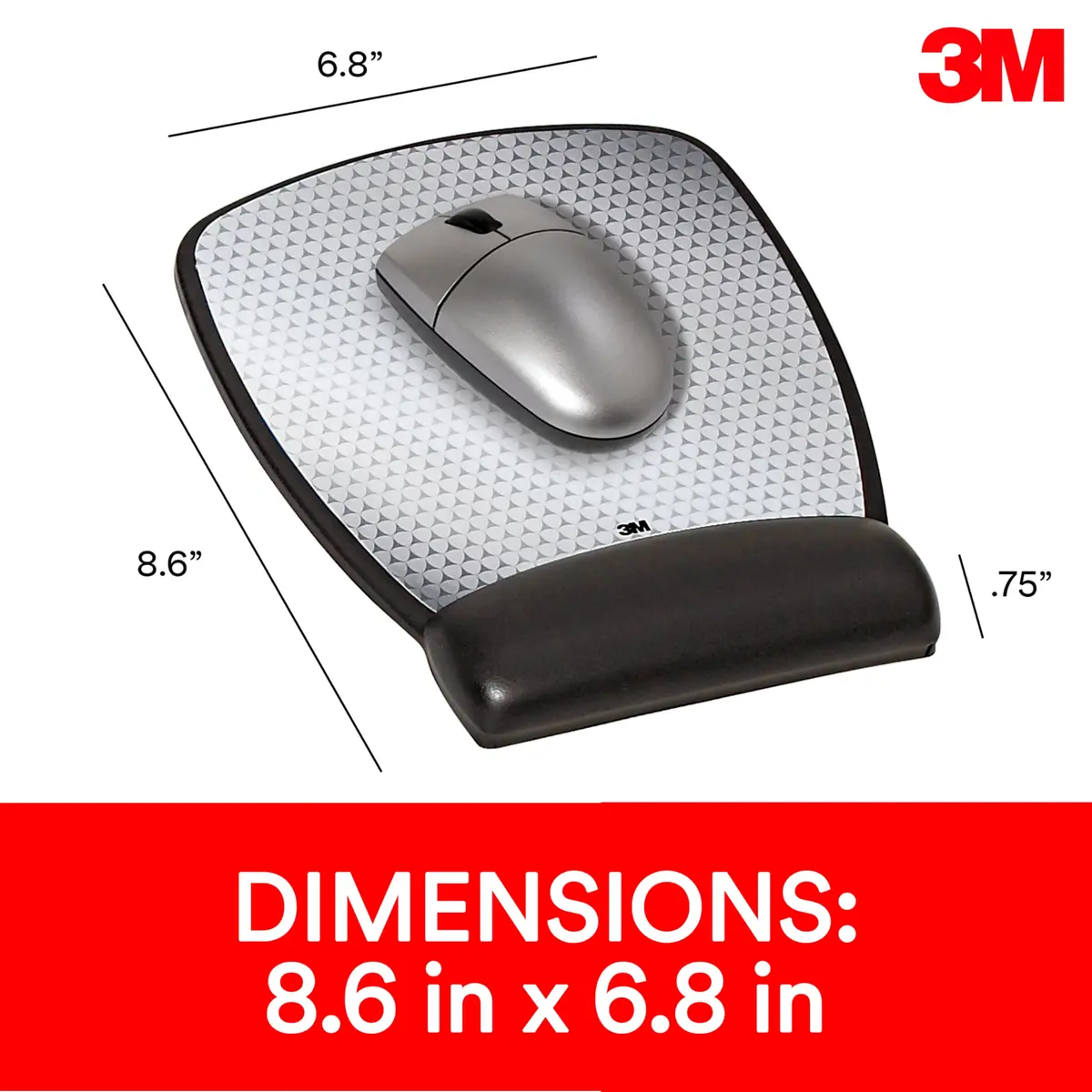 3M Precise Mouse Pad with Gel Wrist Rest, Vertex, 8.6 in x 6.8 in | Precise optical surface, antimicrobial support, ergonomic design - view 2