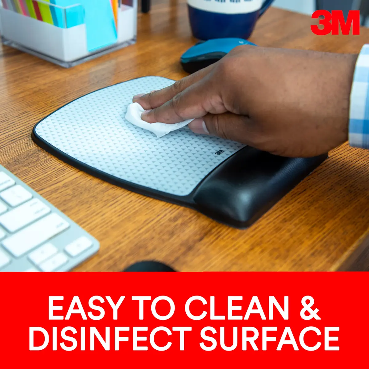 3M Precise Mouse Pad with Gel Wrist Rest, Vertex, 8.6 in x 6.8 in | Precise optical surface, antimicrobial support, ergonomic design - view 4