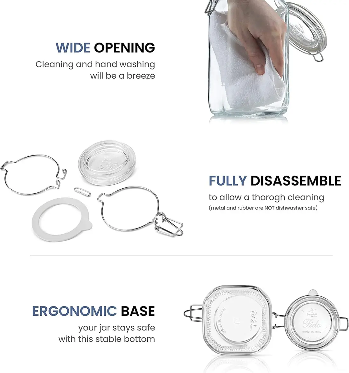 Bormioli Rocco Fido Glass Jar 25.25 oz | Airtight, Italian Craftsmanship, BPA-Free - view 6