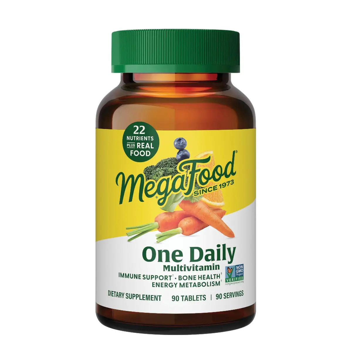 MegaFood One Daily Multivitamin for Women & Men, 22 Nutrients, 90 Tablets | Supports Immunity & Bone Health - main product image