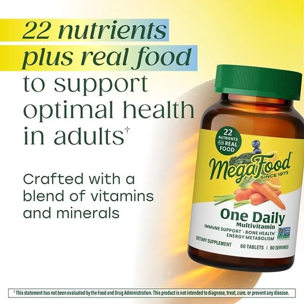 MegaFood One Daily Multivitamin for Women & Men, 22 Nutrients, 90 Tablets | Supports Immunity & Bone Health - view 3