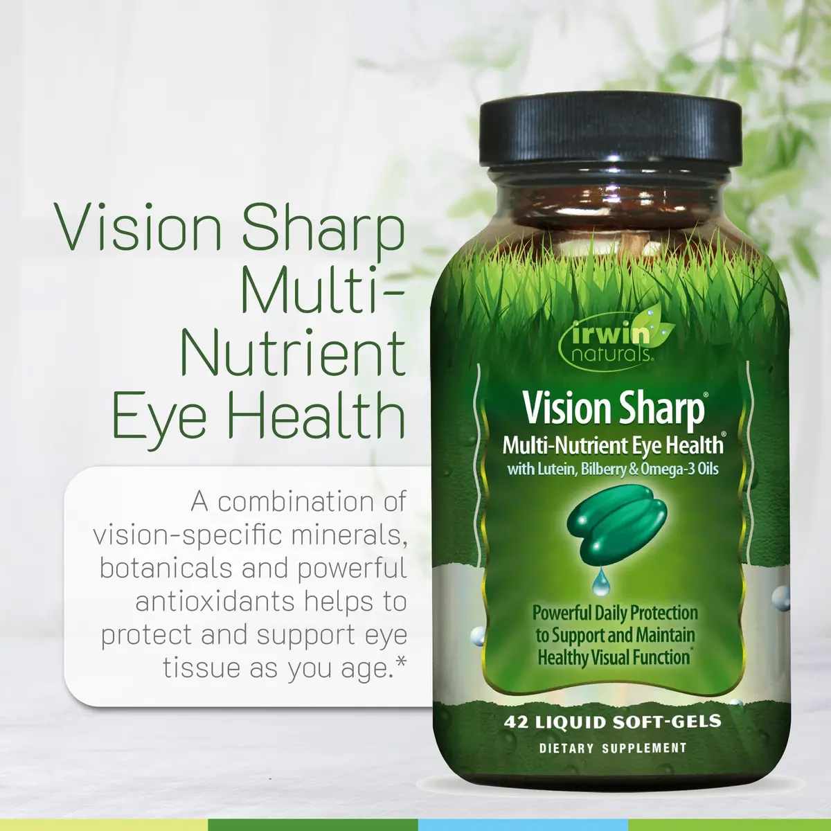 Irwin Naturals Vision Sharp Eye Support Formula 42 Liquid Soft-Gels | Supports Healthy Vision & Macular Nutrition - view 5