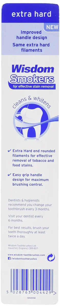 Wisdom Smokers Toothbrush - Extra Hard - (Color May Vary) | Effective Tobacco & Food Stain Removal - main product image