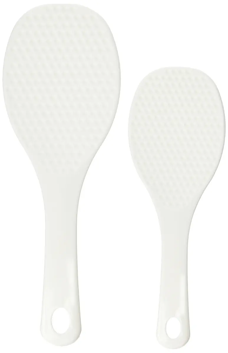 Inomata White Melamine Rice Paddle Set | 2-Piece Japanese Non-Stick Spoon - main product image