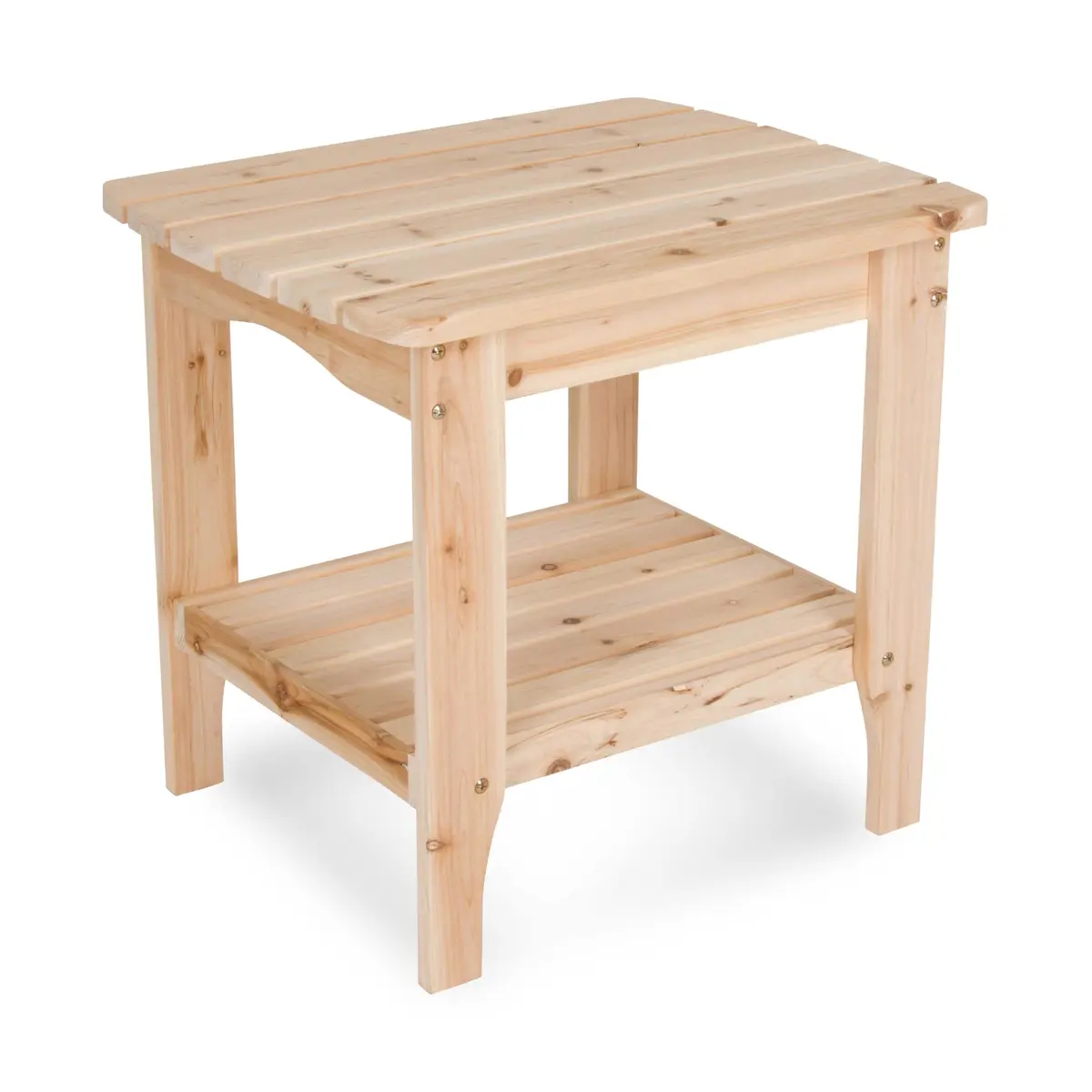 Shine Company Long Island Rectangular Side Table 19"D x 24"W x 22"H | Solid Cedar, 2-Tier - main product image