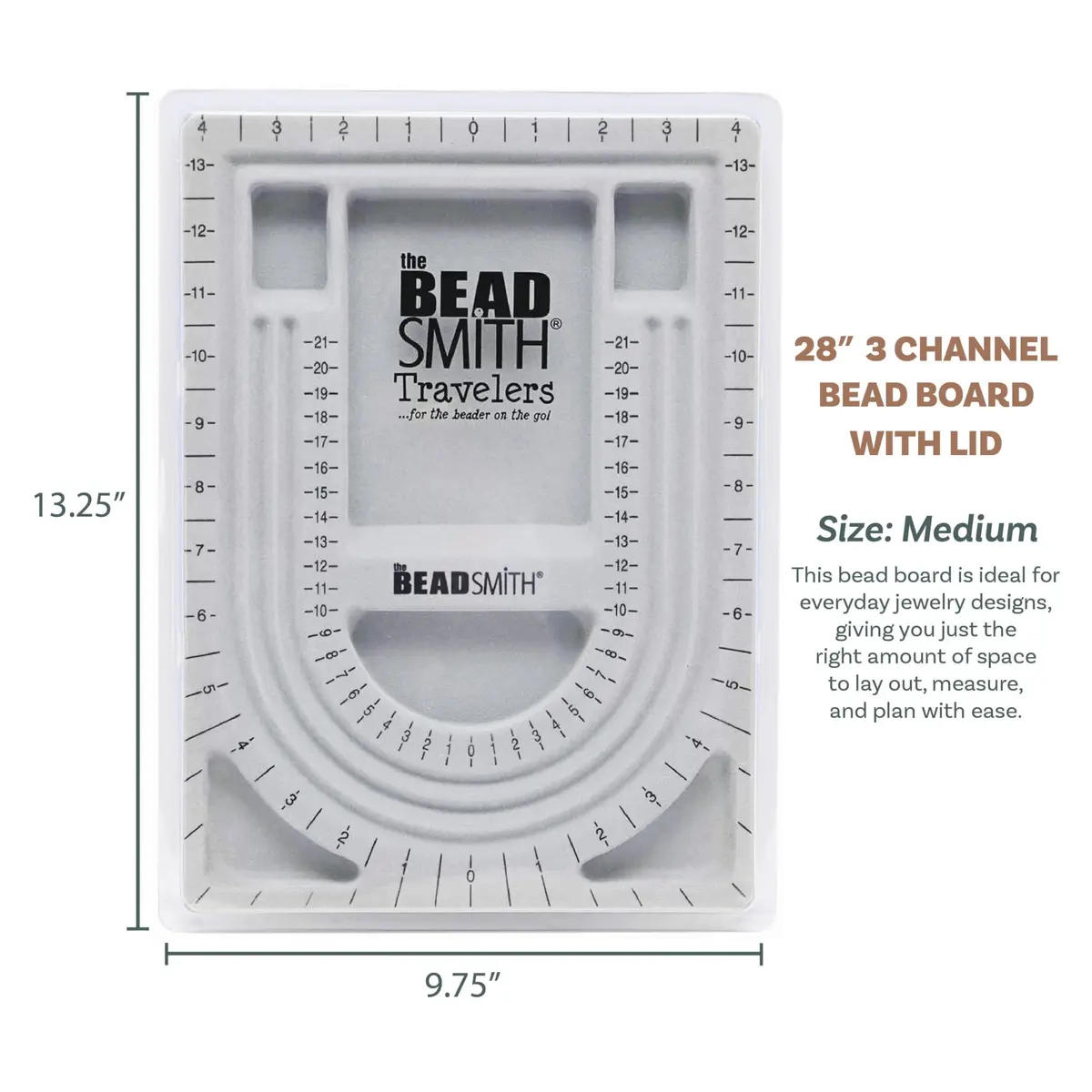 The Beadsmith Grey Flocked Bead Board with Cover, 34.9 cm (13.75 in) | Design Bracelets & Necklaces - view 3