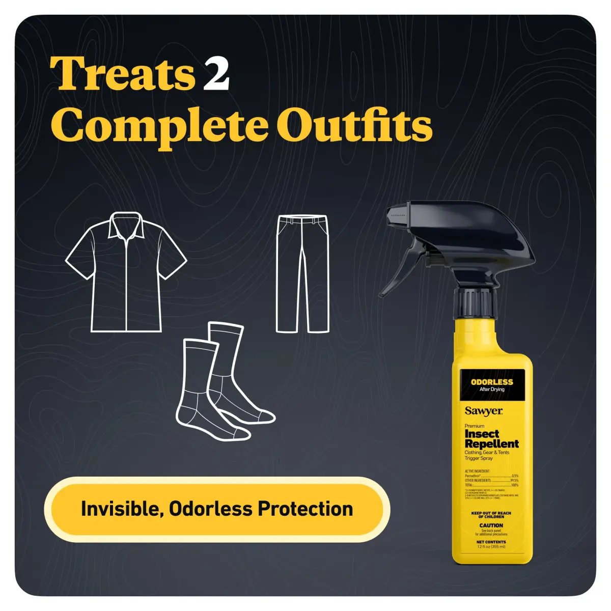 Sawyer Products Premium Permethrin Clothing Insect Repellent Trigger Spray 355ml (12 Fl Oz) | EPA Registered Repels Ticks & Mosquitoes - view 2