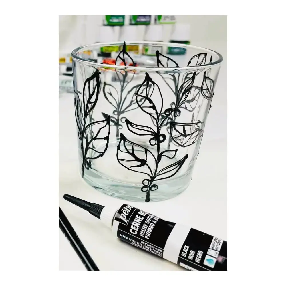 Pebeo Vitrail Cerne Relief Dimensional Paint Black 20ml (0.68 Fl Oz) | ASTM D-4236 Certified Outliner - view 2
