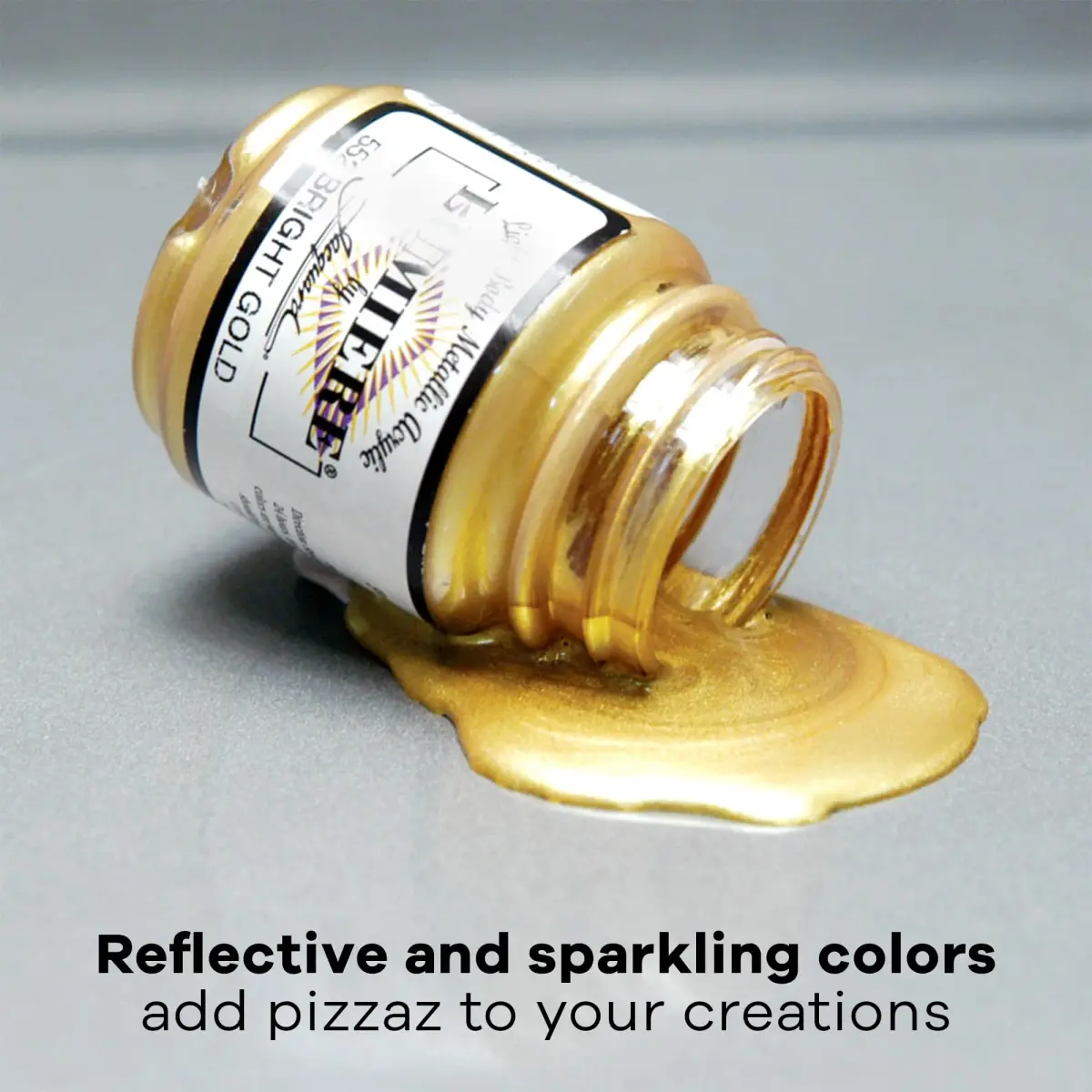 Jacquard Lumiere Fabric Paint Metallic Olive Green 66ml (2.25 Fl Oz) | Opaque Metallic Acrylic for Fabric, Leather, Canvas, Paper, Wood - view 3