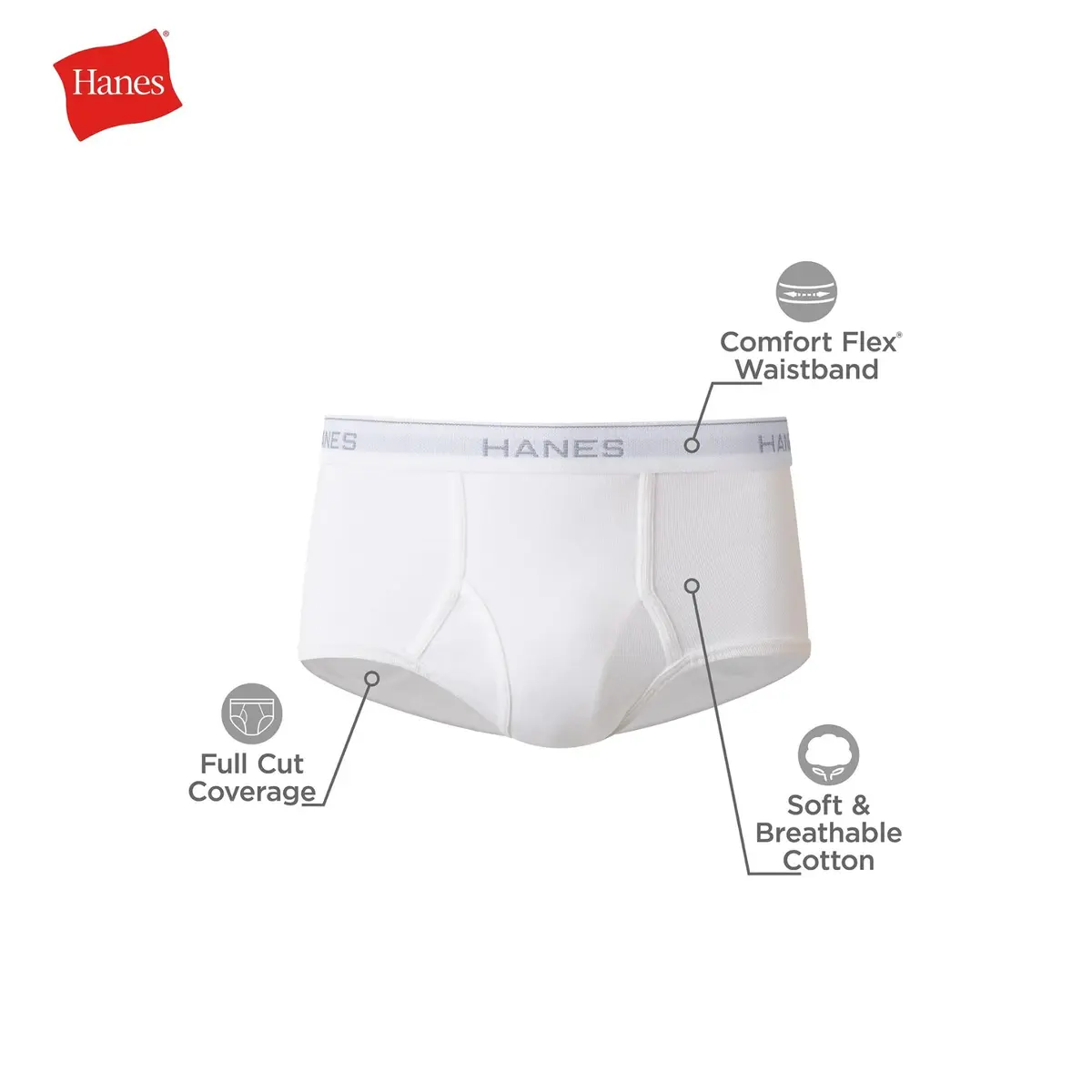 Hanes Men's Cotton Briefs 3-pack | Tagless ComfortFlex Waistband, White, Medium - view 5