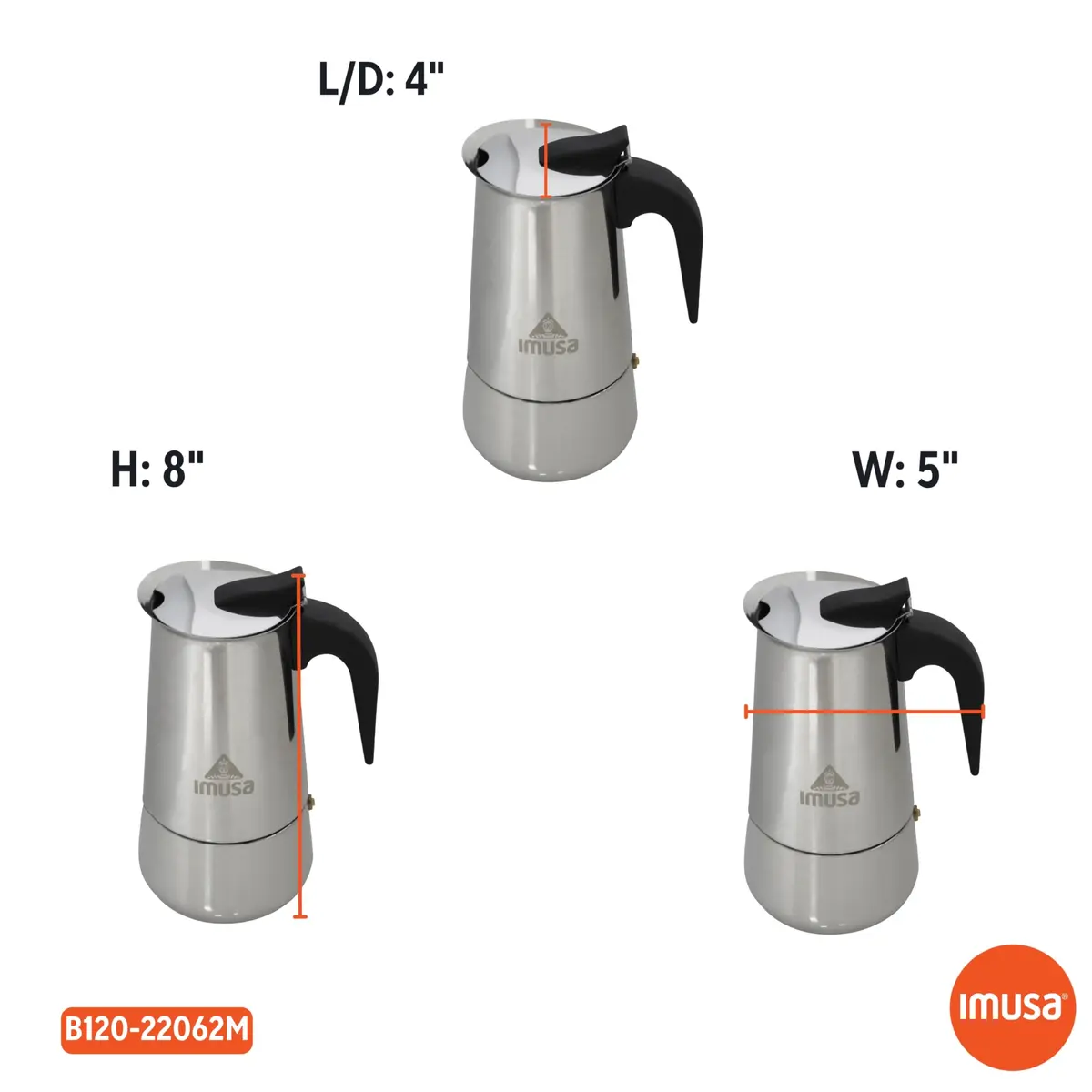Imusa Stainless Steel 6 Cup Coffee Maker | Elegant Stovetop Espresso & Moka Pot (70-120 chars) - view 7
