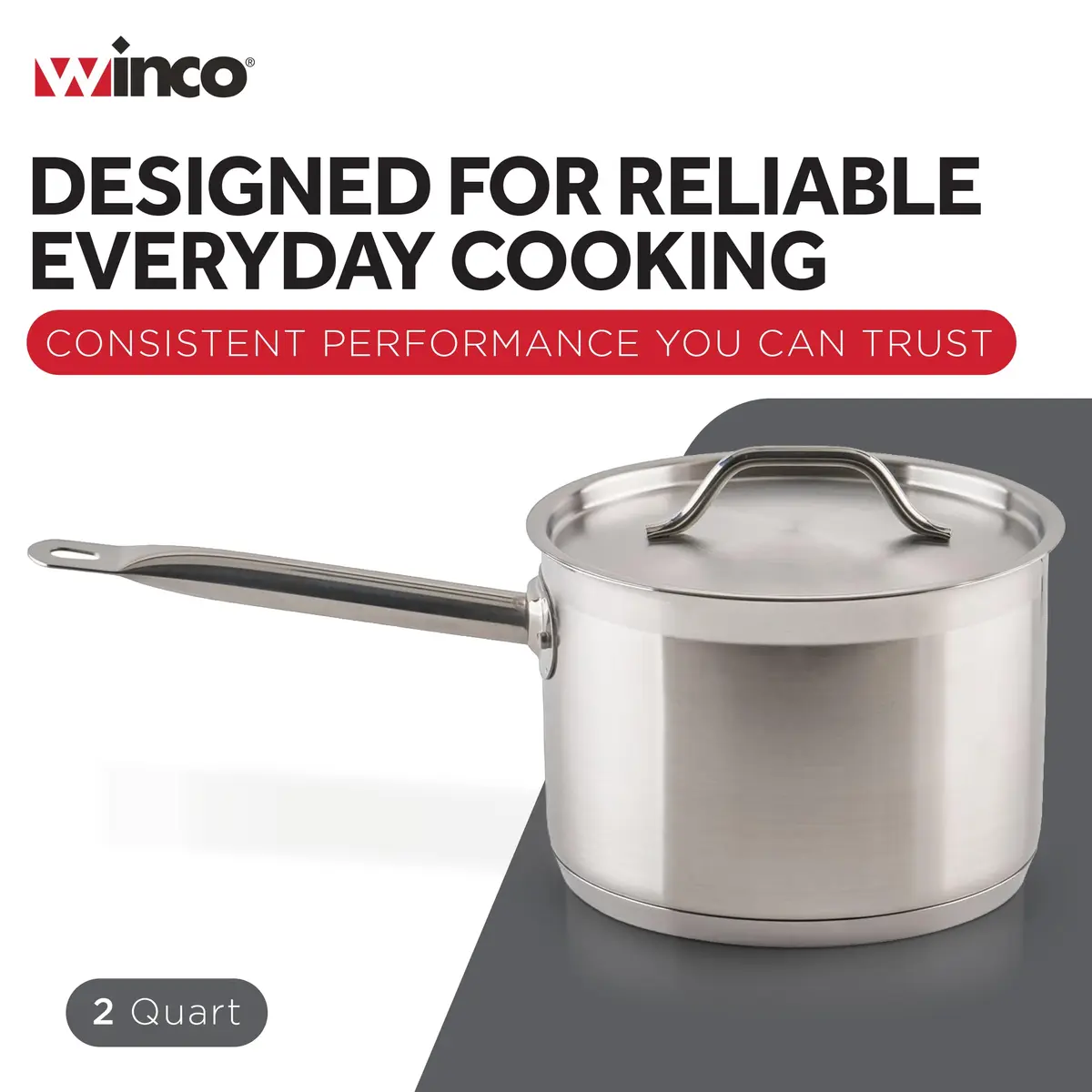 Winco 2 qt Stainless Steel Sauce Pan with Lid and Cover | Heavy-Duty Tri-Ply Construction (70-120 chars) - view 4