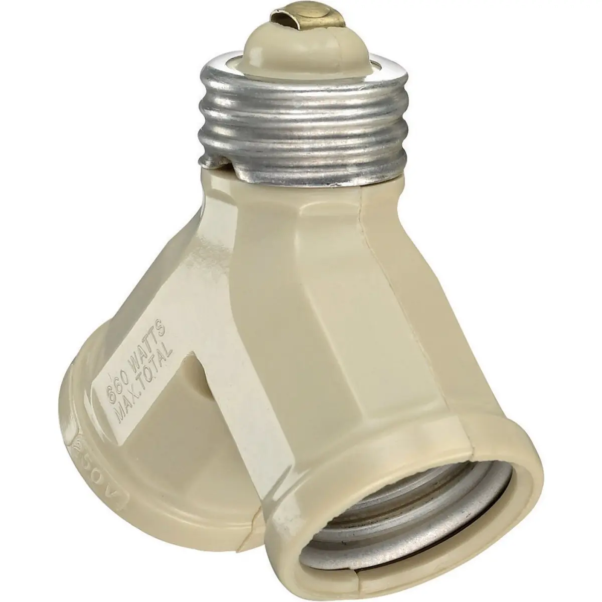 Leviton 15-Amp 660-Watt Twin Light-Socket Adapter, Ivory, 1 Pack - main product image