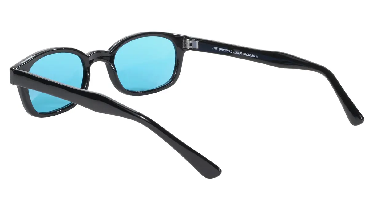 Pacific Coast Original KD's Biker Sunglasses Black Frame/Turquoise Lens | Wrap-Around UV Protection - view 6