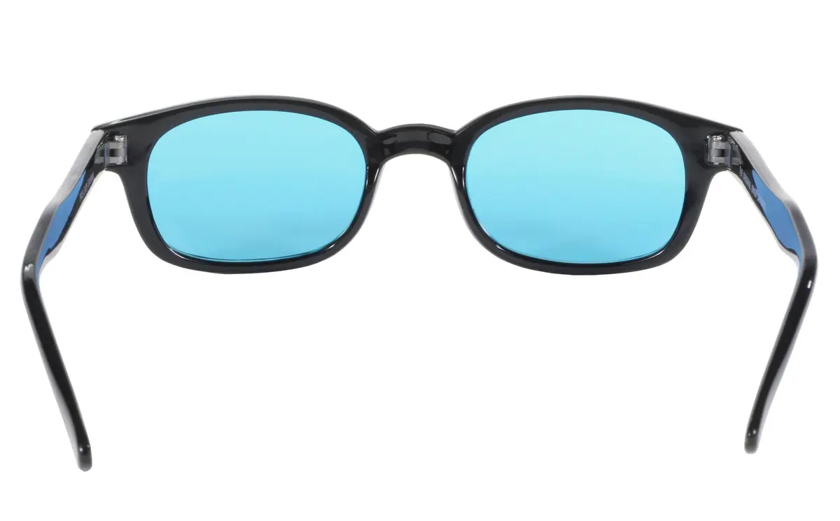 Pacific Coast Original KD's Biker Sunglasses Black Frame/Turquoise Lens | Wrap-Around UV Protection - view 7