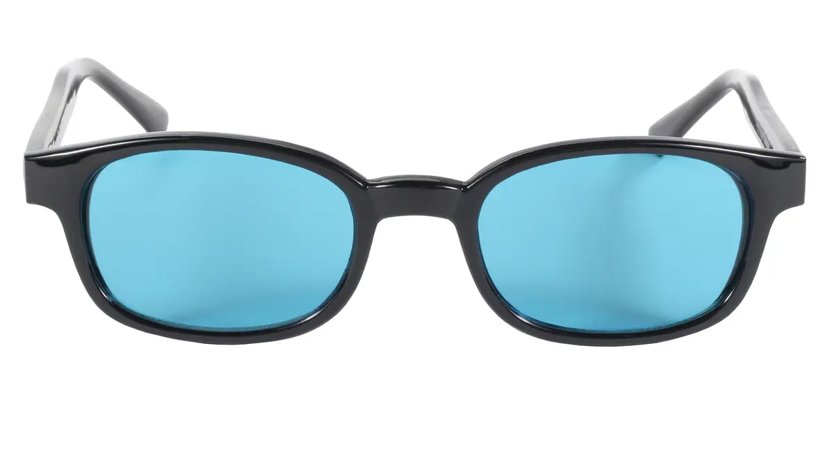 Pacific Coast Original KD's Biker Sunglasses Black Frame/Turquoise Lens | Wrap-Around UV Protection - view 3