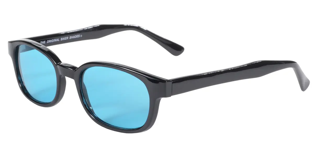 Pacific Coast Original KD's Biker Sunglasses Black Frame/Turquoise Lens | Wrap-Around UV Protection - view 4