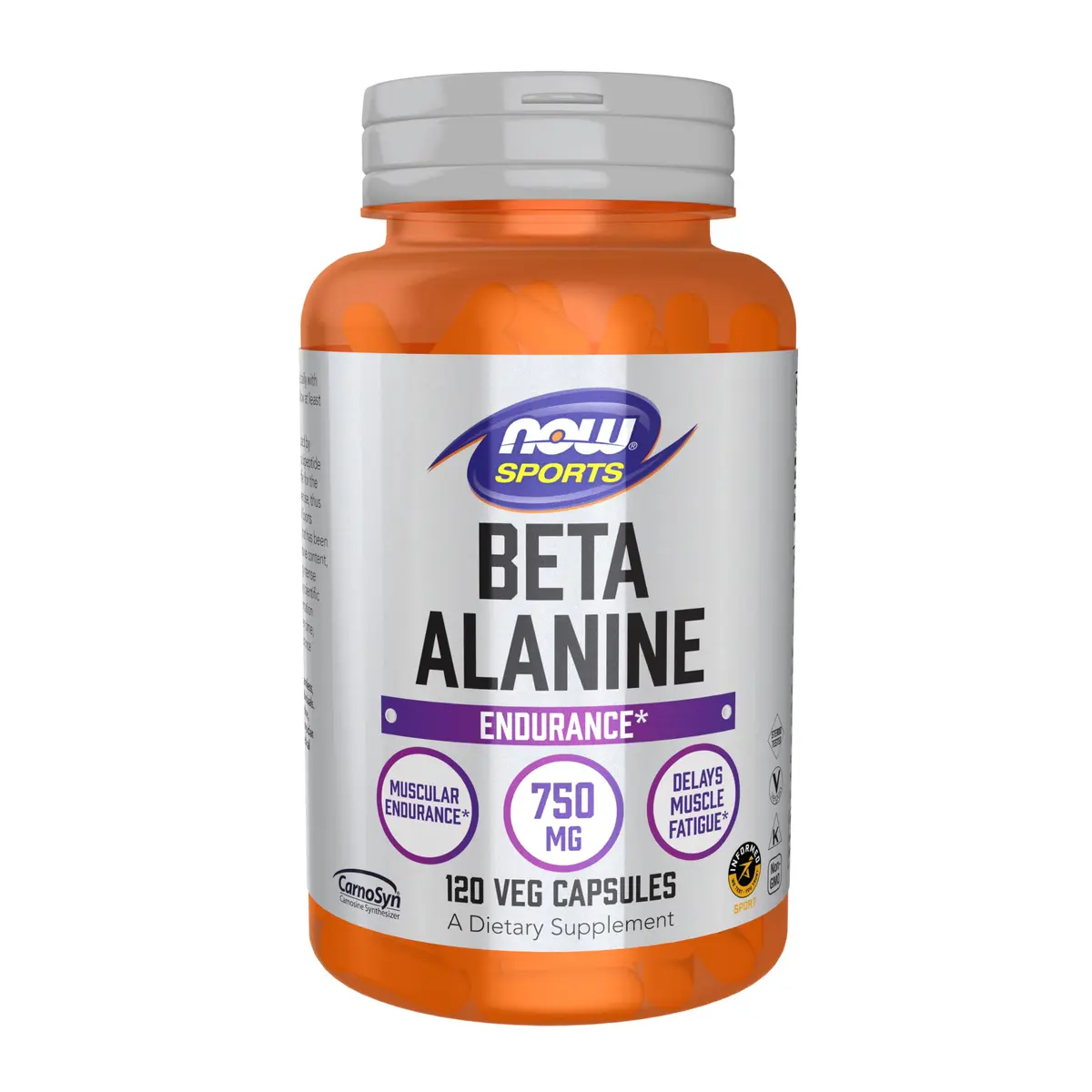 NOW Sports Beta-Alanine 750 mg | Delays Muscle Fatigue & Boosts Endurance, 120 Veg Caps - main product image