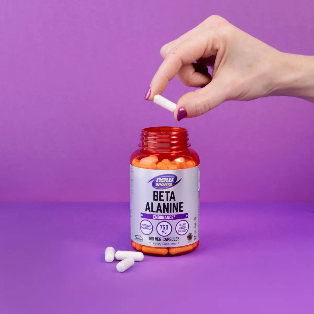 NOW Sports Beta-Alanine 750 mg | Delays Muscle Fatigue & Boosts Endurance, 120 Veg Caps - view 6