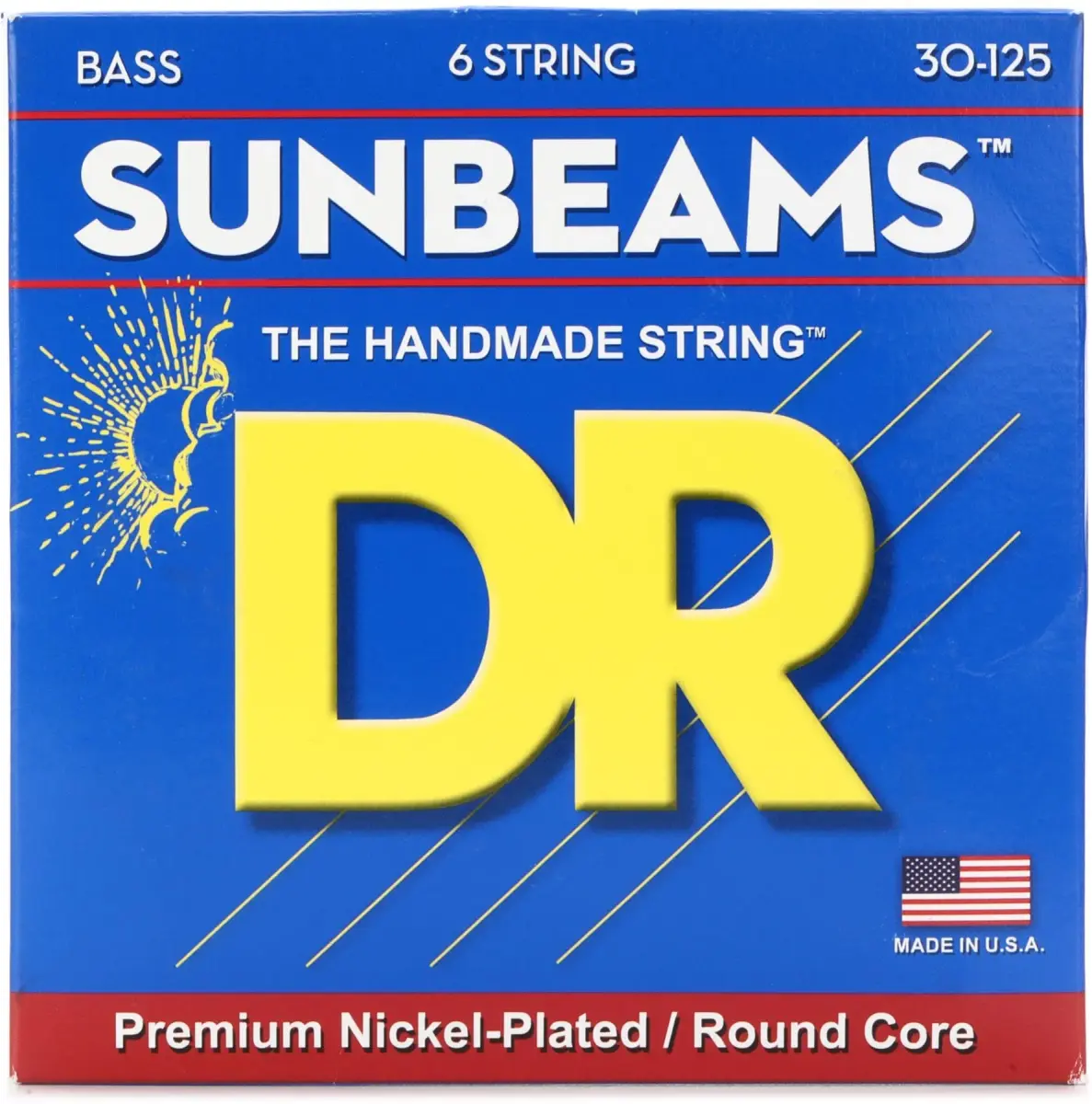 DR Strings Sunbeam Nickel Plated Round Core 6-String Bass Strings 30-125 Medium | Brightness, Warmth & Flexibility - main product image