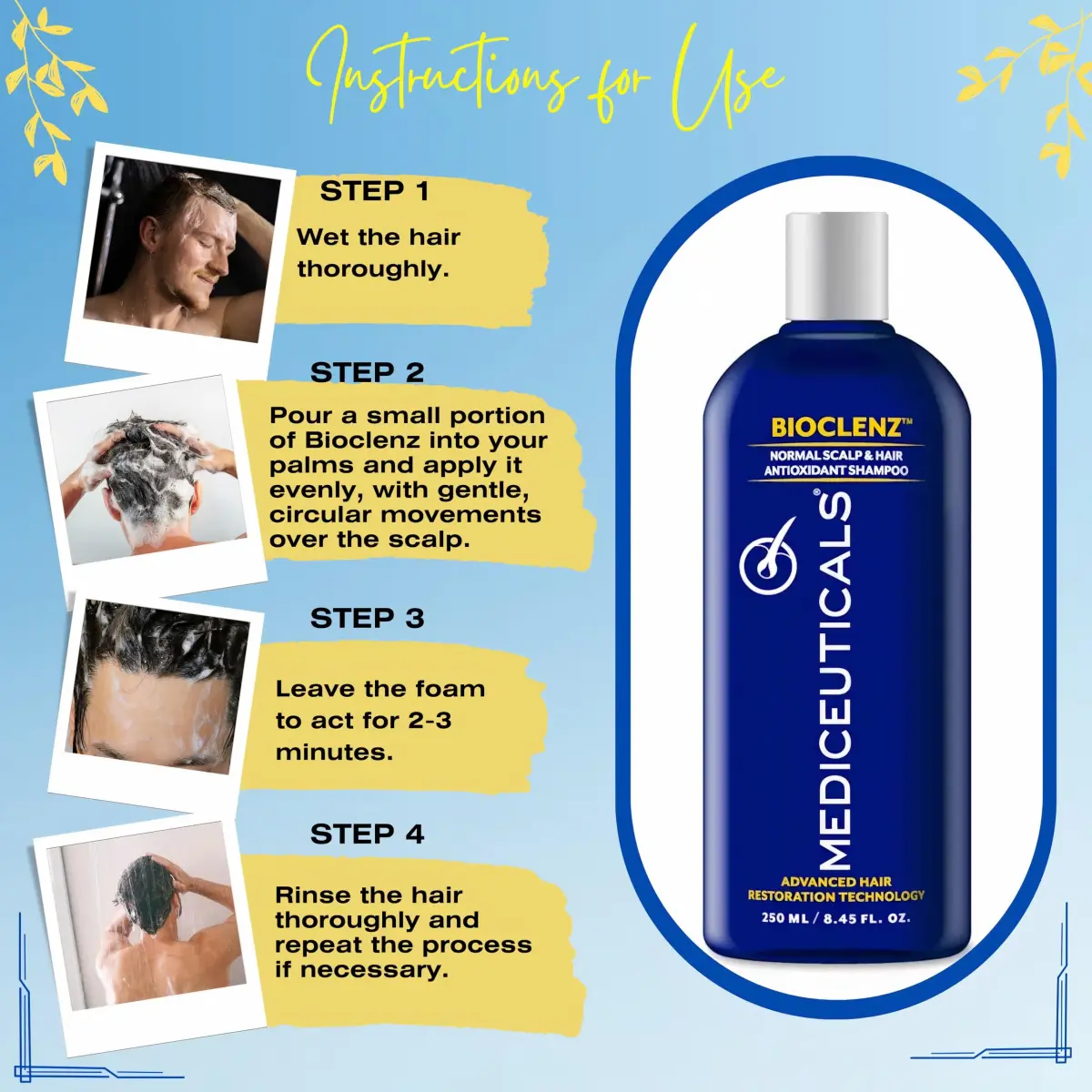Mediceuticals Bioclenz Shampoo 250ml (8.45 Fl Oz) | Anti-Hair Loss Formula for Men & Women - view 4