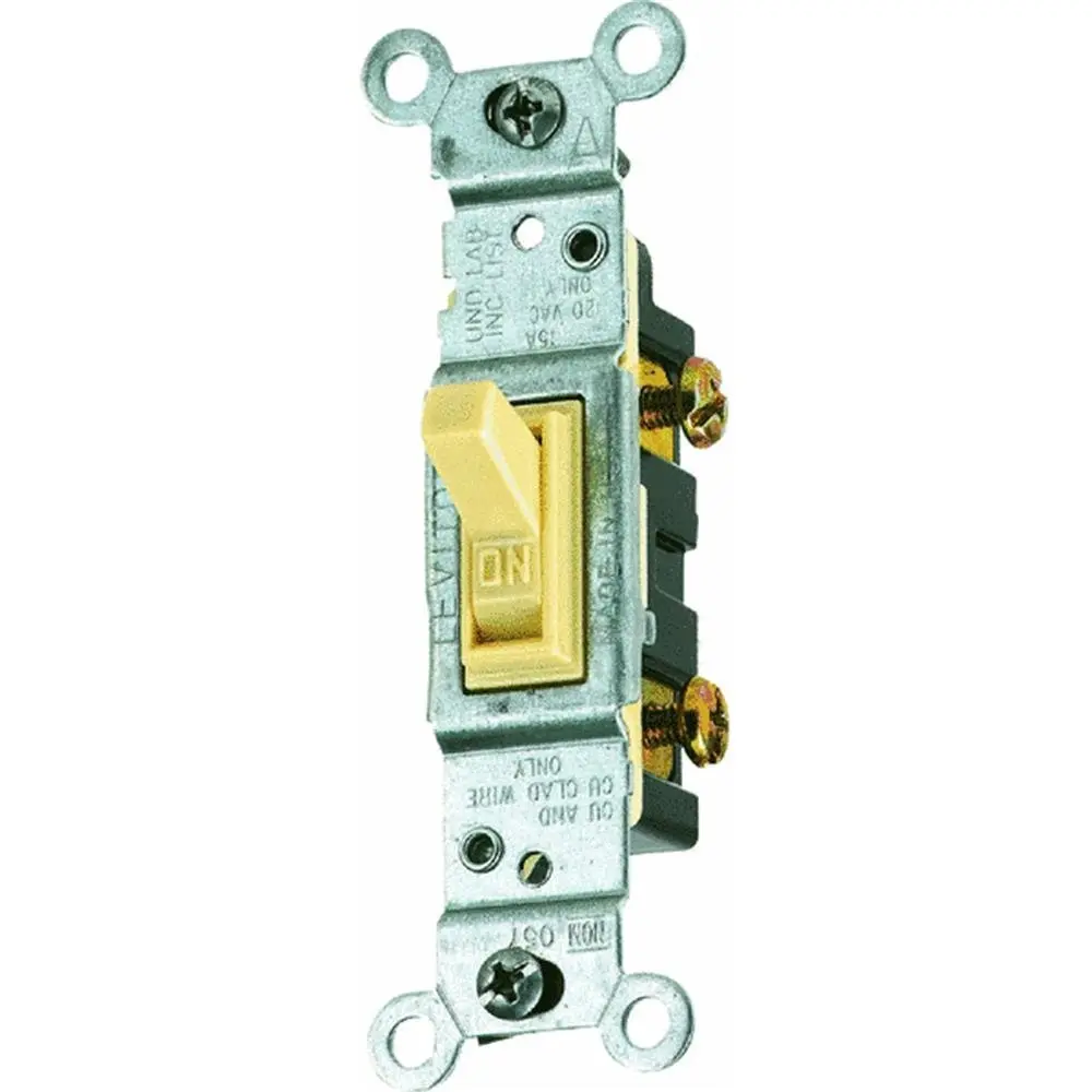 Leviton 15 Amp, 120 Volt Toggle Single-Pole AC Quiet Switch | Residential Grade, Grounding, Ivory - main product image