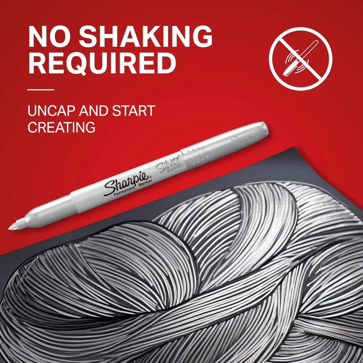 Sharpie Metallic Permanent Markers, Fine Tip, Silver, 12 Count | Fade & Water-Resistant Ink - view 4