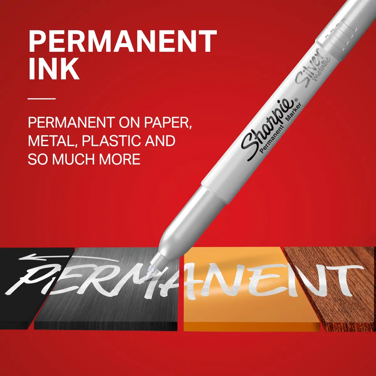 Sharpie Metallic Permanent Markers, Fine Tip, Silver, 12 Count | Fade & Water-Resistant Ink - view 2