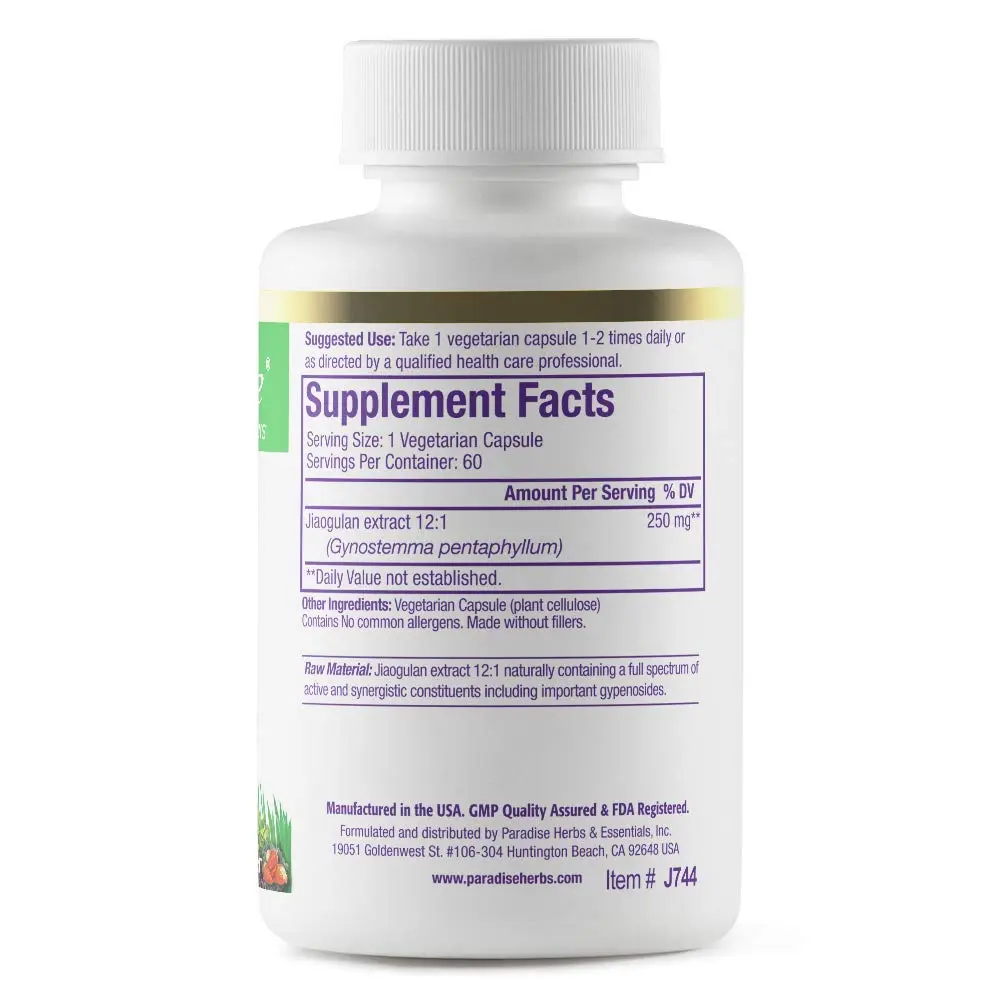 Paradise Herbs Jiaogulan Active Whole Spectrum 60 Caps | Adaptogenic Herb for Vitality & Longevity - view 7