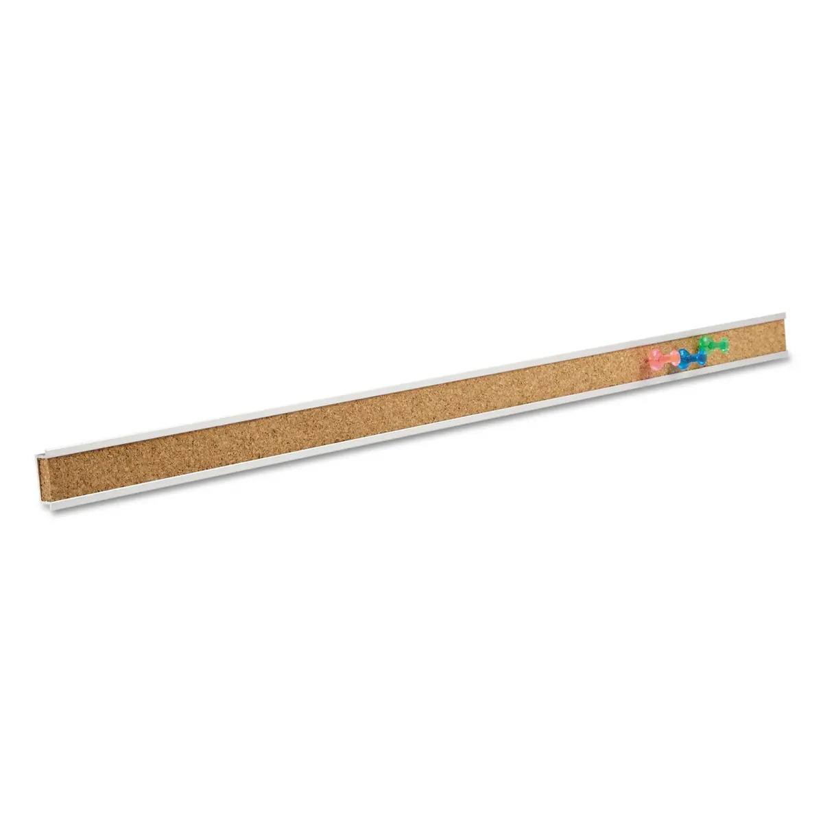 Quartet Bulletin Bar Pin Strip Cork Board 48" x 1" (122cm x 2.5cm) | Aluminum Frame, Natural Cork - main product image