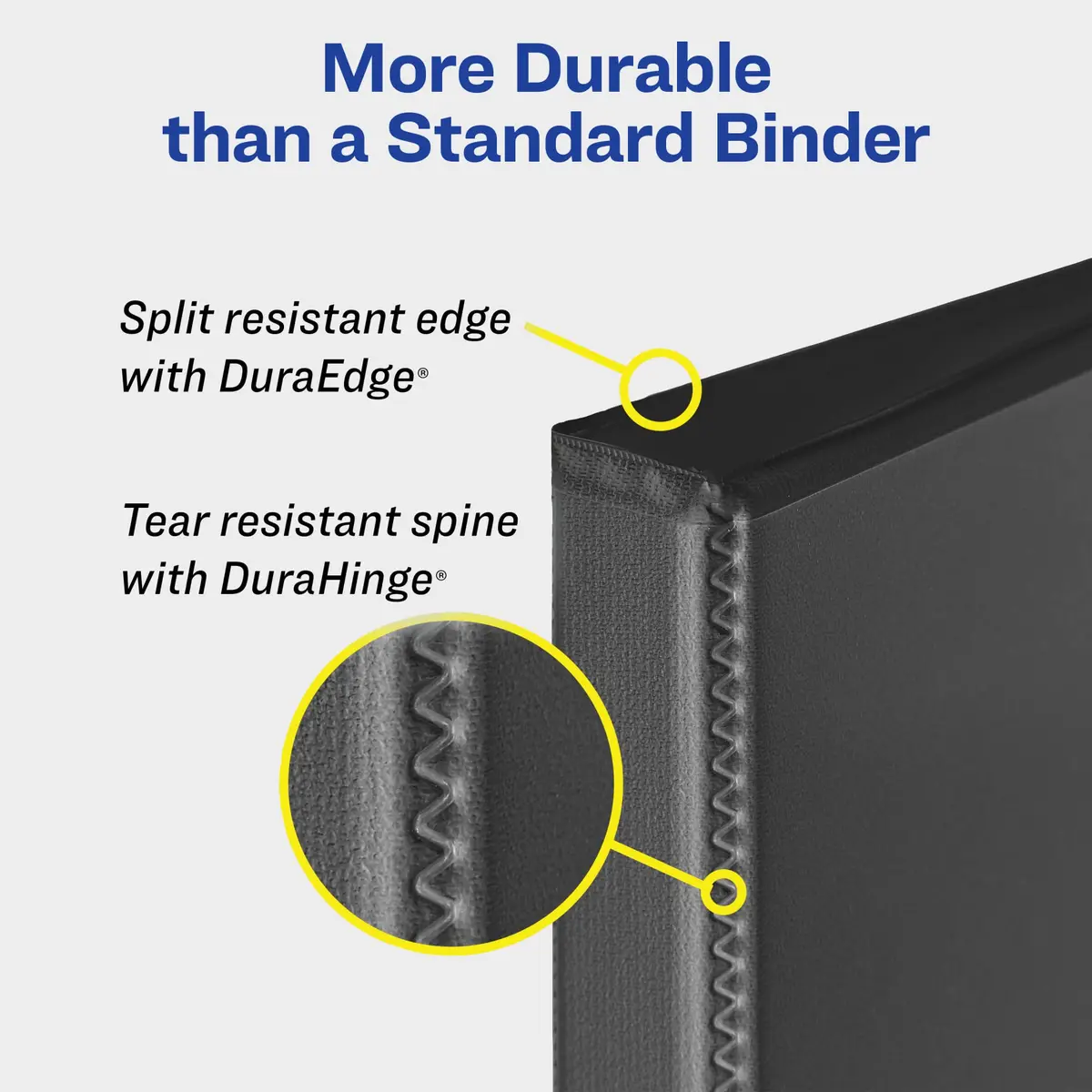 Avery Durable View 3 Ring Binder, 1/2 Inch Slant Rings, 135 Sheet Capacity, Black | Tear-Resistant DuraHinge Spine - view 4