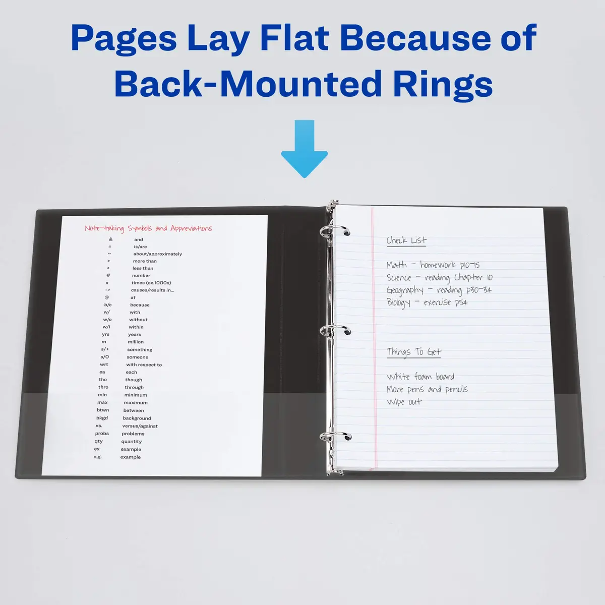 Avery Durable View 3 Ring Binder, 1/2 Inch Slant Rings, 135 Sheet Capacity, Black | Tear-Resistant DuraHinge Spine - view 7