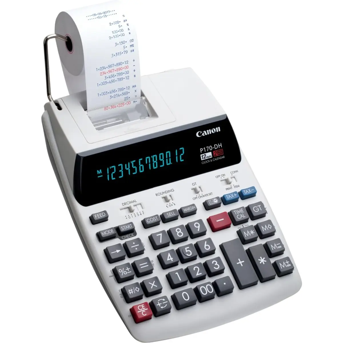 Canon P170-DH-3 Printing Calculator | Portable 12-Digit Business Tool with Tax & Currency Conversion - view 5