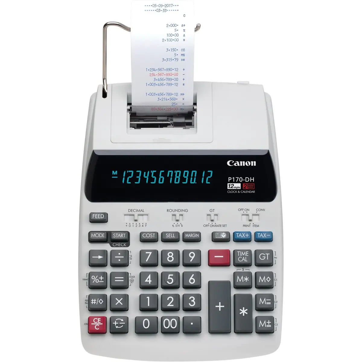 Canon P170-DH-3 Printing Calculator | Portable 12-Digit Business Tool with Tax & Currency Conversion - view 3