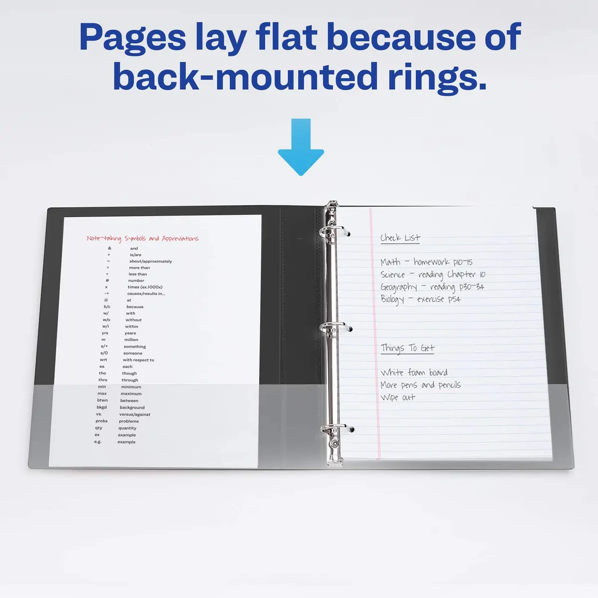 Avery Durable View 3 Ring Binder, 1" Slant Rings, 250 Sheet Capacity, Black | Tear-Resistant Spine & Edges - view 8