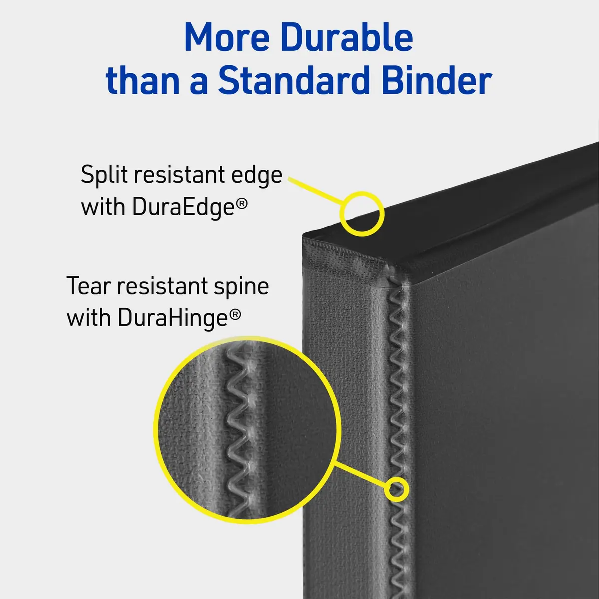 Avery Durable View 3 Ring Binder, 1" Slant Rings, 250 Sheet Capacity, Black | Tear-Resistant Spine & Edges - view 2