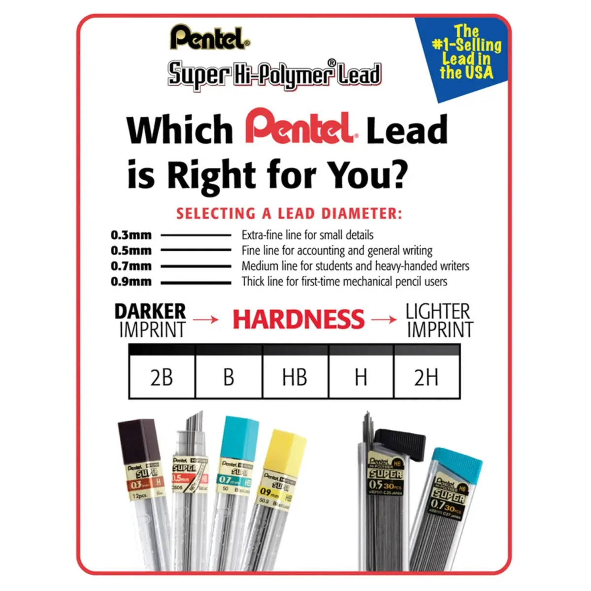 Pentel Super Hi-Polymer Lead Refills 0.5mm HB Fine 90 Pieces | Smooth Ink Flow - view 5