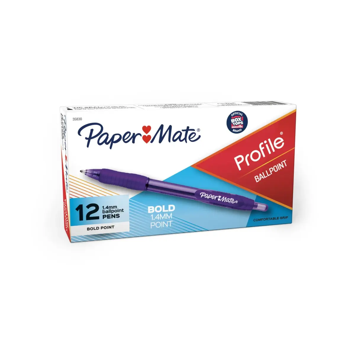 Paper Mate Profile Retractable Ballpoint Pens, Bold Point (1.4mm), Purple Ink, 12 Count | Smooth Writing Instrument - main product image