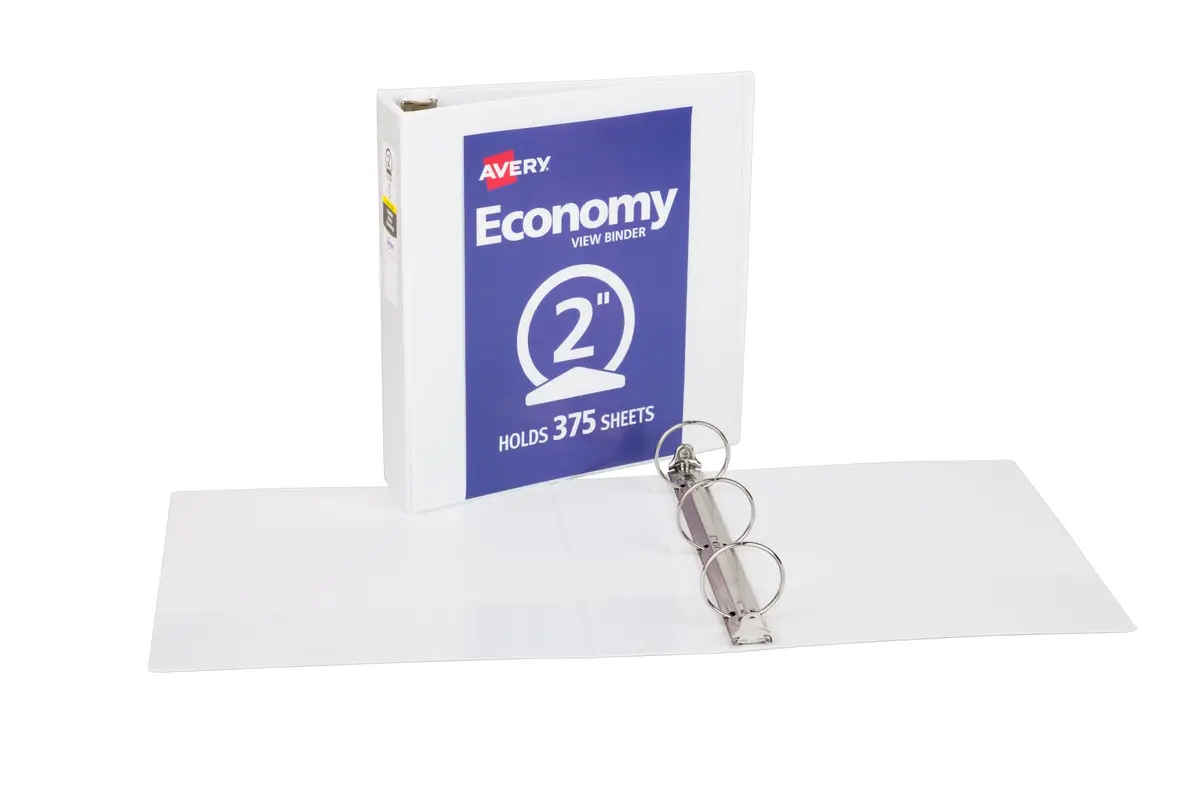Avery Standard View 3 Ring Binder, 2" Round Rings, 375 Sheet Capacity, White | Clear View Covers for Customization - view 7