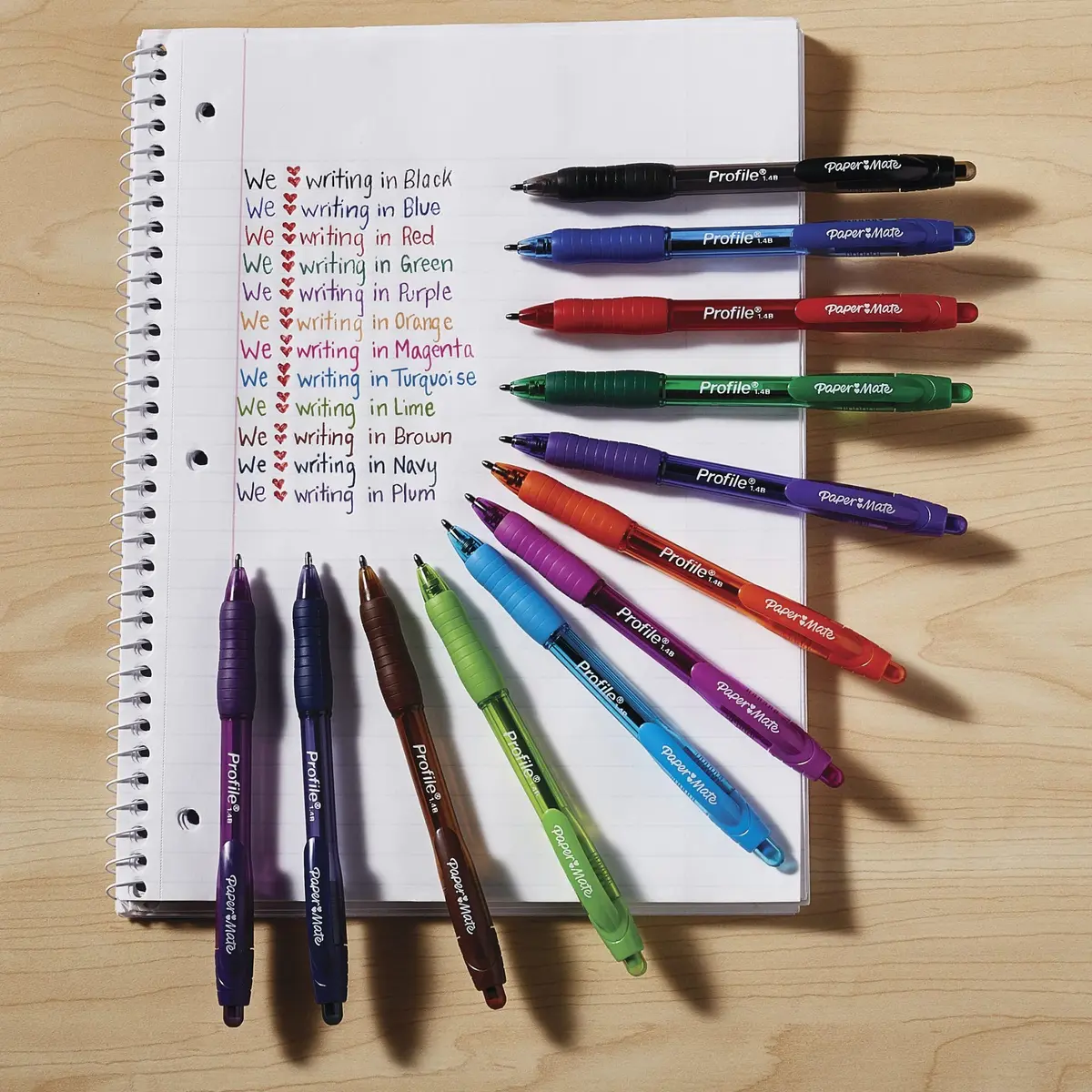 Paper Mate Profile Retractable Ballpoint Pens, Bold 1.4mm Blue Ink, 12 Count | Smooth Ink Flow for Students & Office - view 2