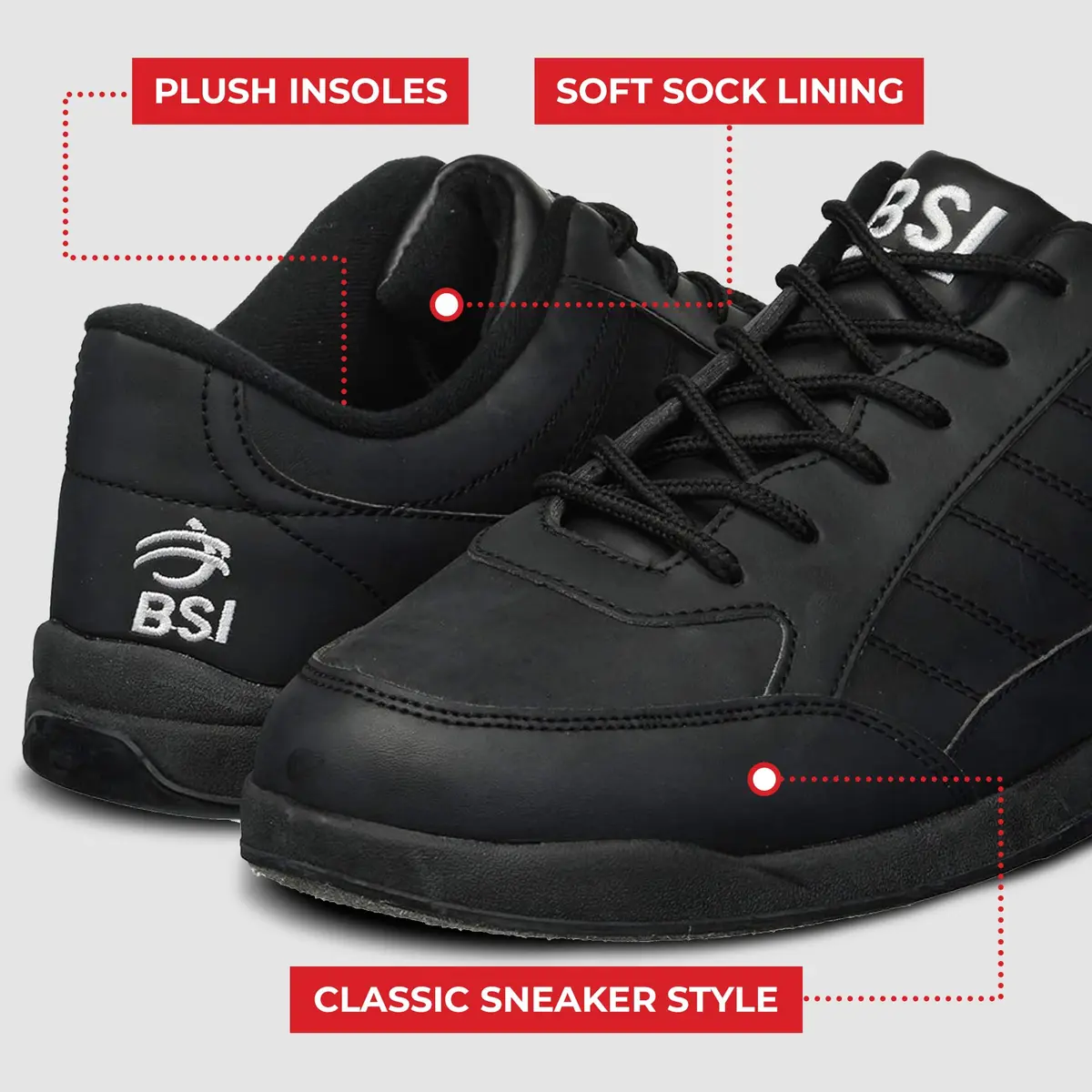 BSI Men’s 521 Sport Basic Shoe - Lightweight Leather Bowling Shoes with Cushioned Support for Men, Black, 9.0 - view 4