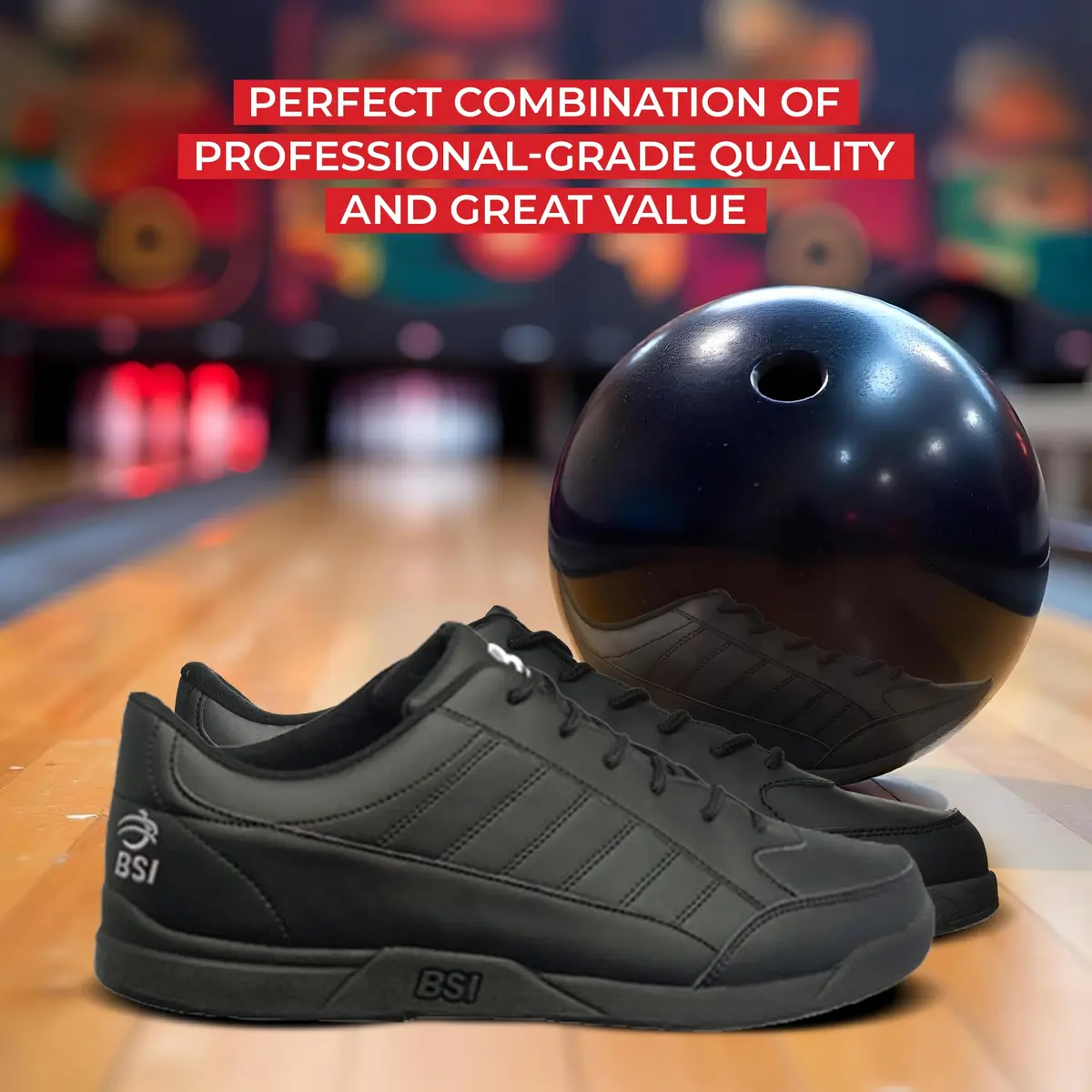 BSI Men’s 521 Sport Basic Shoe - Lightweight Leather Bowling Shoes with Cushioned Support for Men, Black, 11.0 - view 7