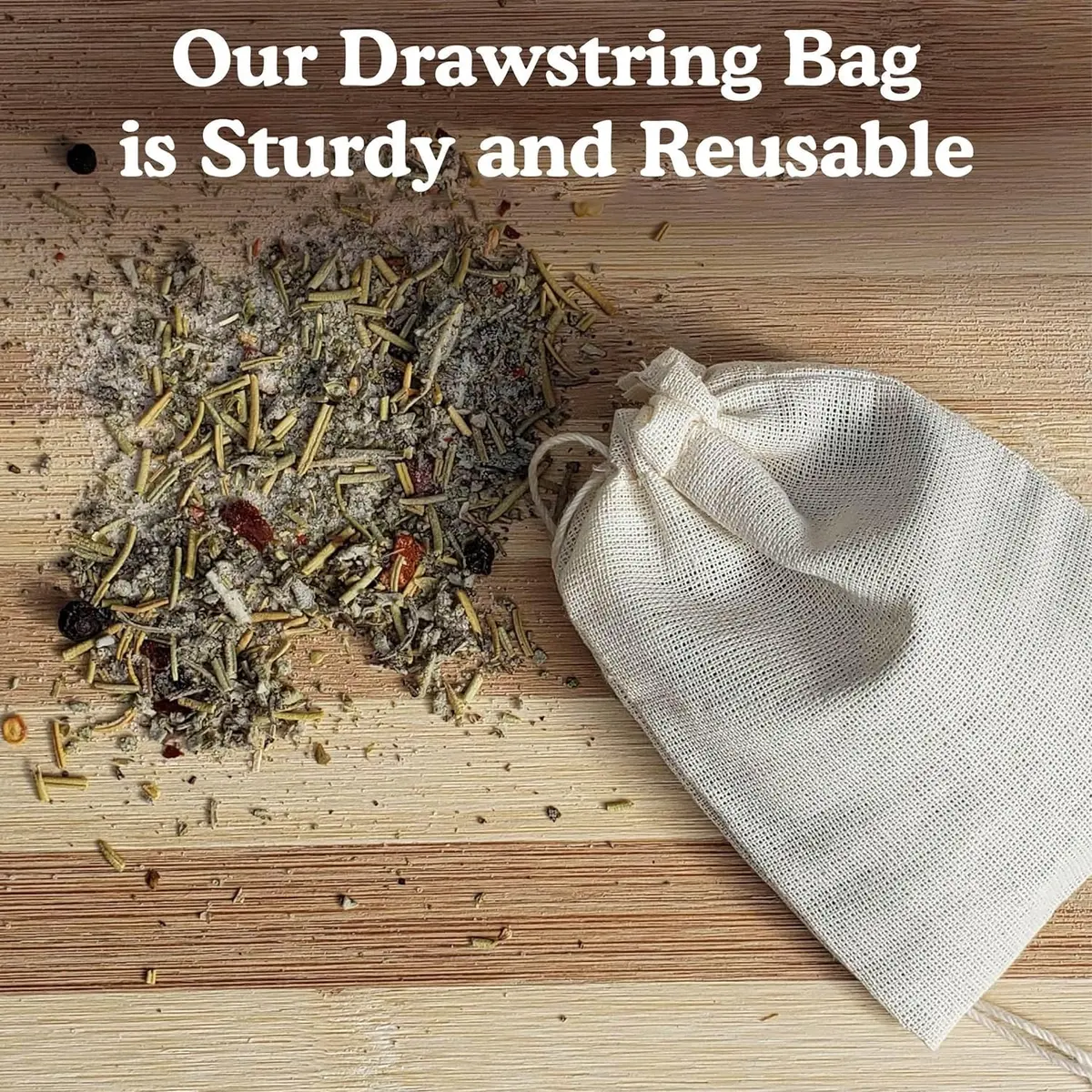 Regency Wraps 100% Cotton Drawstring Bags, Spice & Tea, 7.62cm x 10.16cm (3" x 4"), 4 Pack | Reusable Food Storage Pouches - view 5