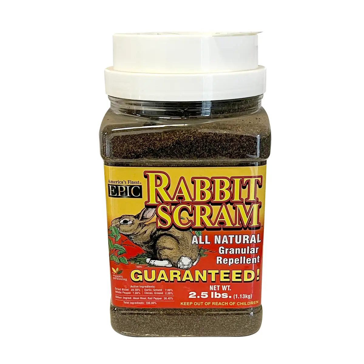 EPIC REPELLENTS Enviro Pro Rabbit Scram Granular Repellent 32 Ounce | Natural, Biodegradable Rabbit Deterrent for Gardens & Crops — 40 Ounce - main product image